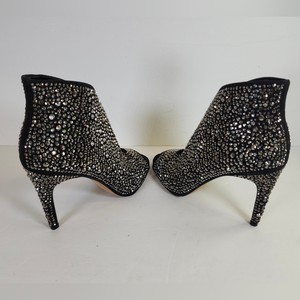 INC International Concepts Black Silver Studded Open Toe High Heel Booties S 7M - Picture 4 of 10